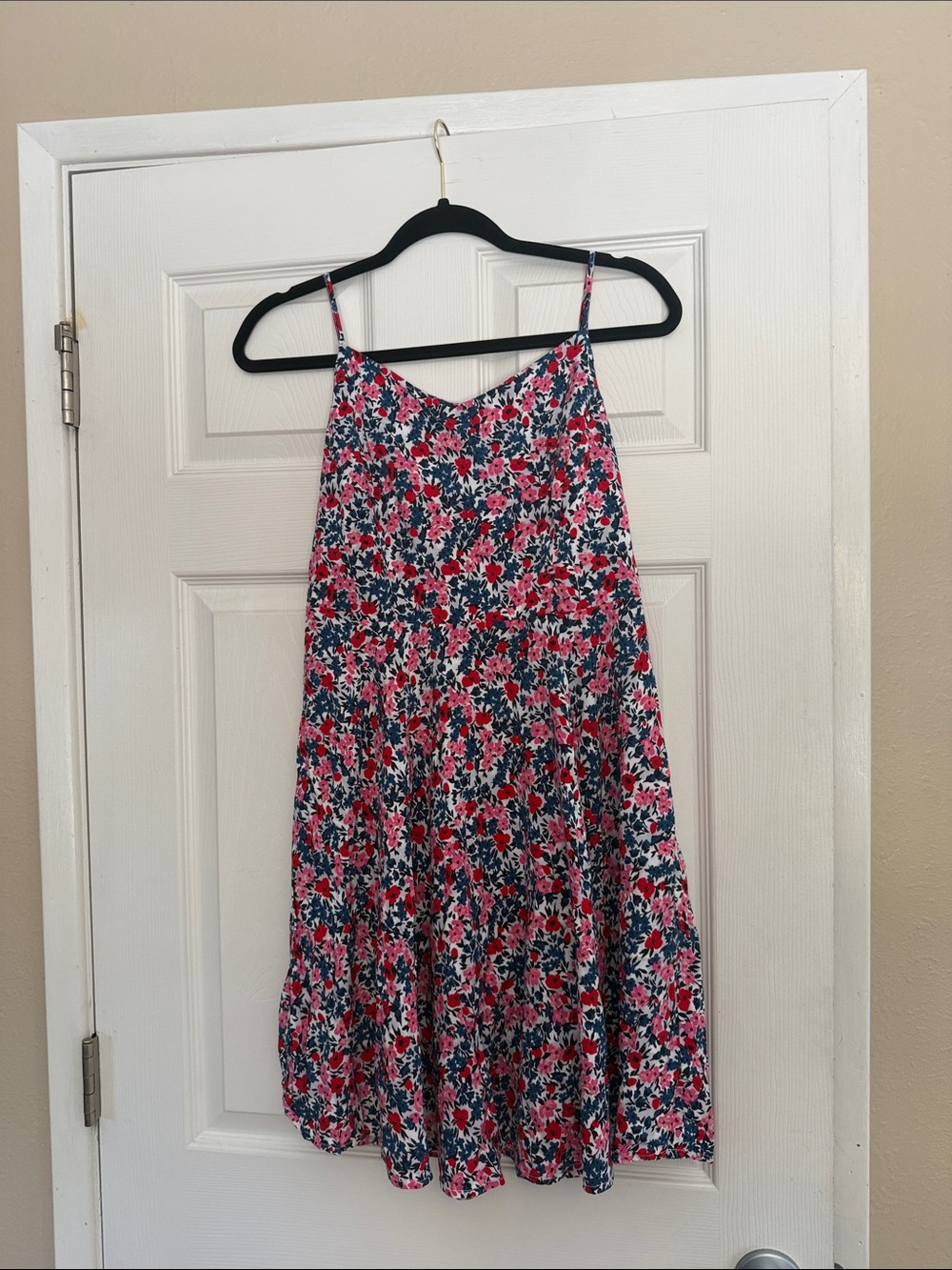 Old Navy Pink, Red & Navy Floral Spaghetti-Strap Dress